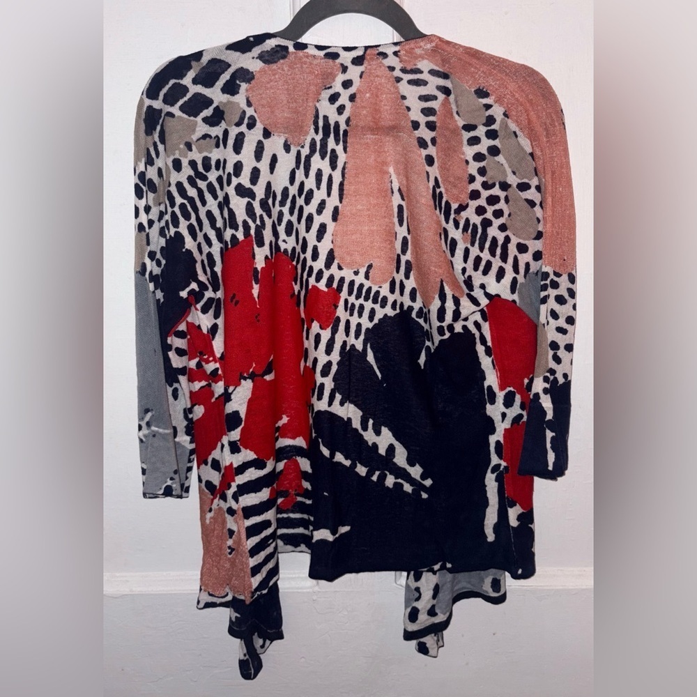 NIC+ZOE Art Scene 4 Way Linen-Blend Red and Blue Cardigan Size XS - Picture 6 of 8
